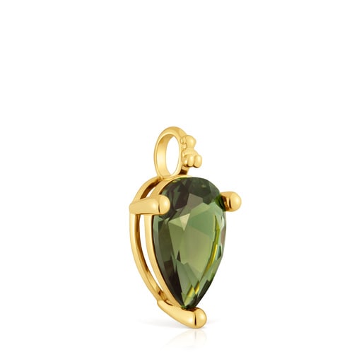 Small Pendant in 18kt gold plating over silver and laboratory-grown green spinel TOUS Color Lab