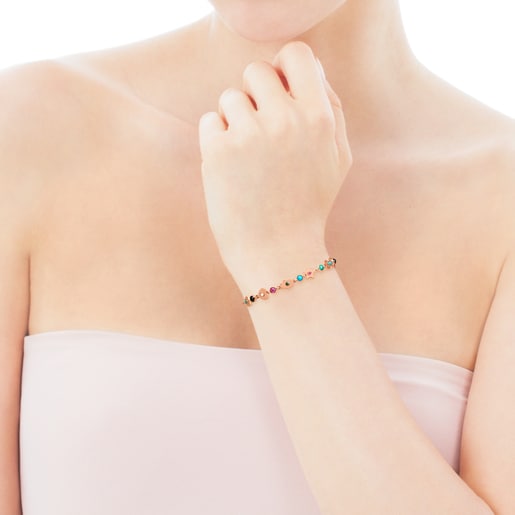 Pulsera Super Power con baño de oro rosa de 18 kt sobre plata con Gemas