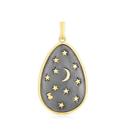 Pendentif Twiling en argent vermeil et dark silver de 27 mm