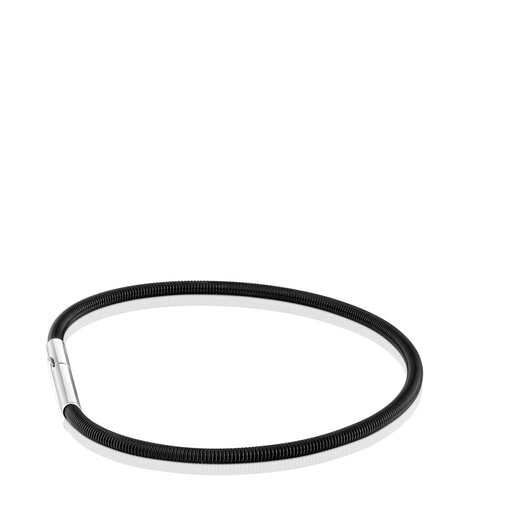 Mesh Tube black IP steel Bracelet 17 cm