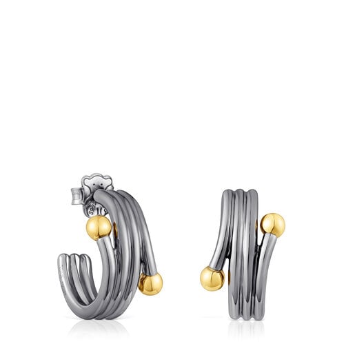 Dark silver and silver vermeil St. Tropez Triple hoop earrings