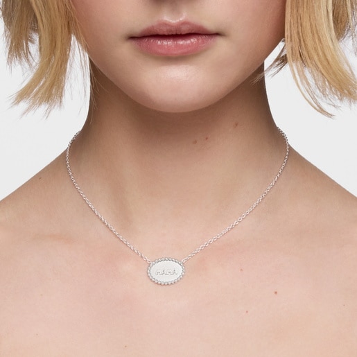 Short silver Necklace with plaque TOUS Mama