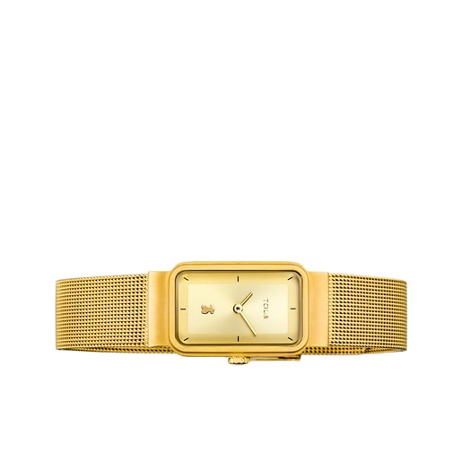 Montre Squared Mesh en acier IP doré