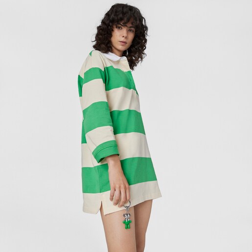 Silver and green TOUS Teddy Bear Key ring