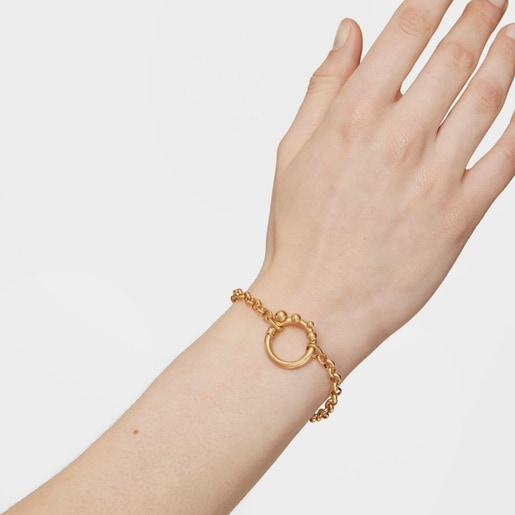 טבעת Hold בינונית עם ציפוי זהב 18 קראט על כסף ועיטורים