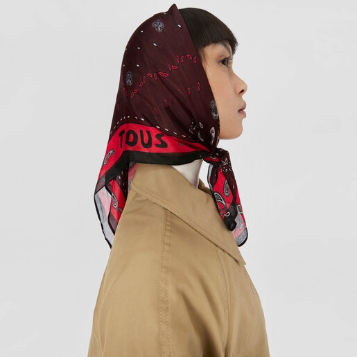 Pañuelo bandana de viscosa burdeos TOUS Crinkled