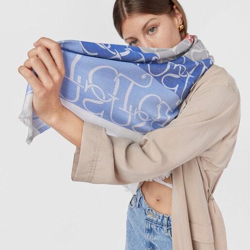 Blue and white Spinel Jacquard Foulard