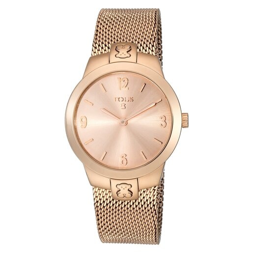 Pink IP Steel T-Mesh Watch