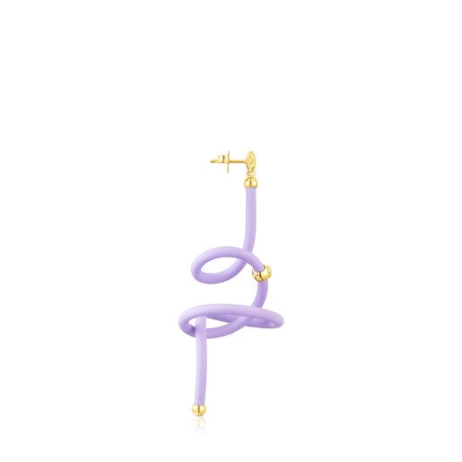 Lilac spiral and silver vermeil TOUS St. Tropez Caucho 1/2 Earring