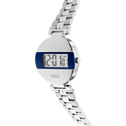 Rellotge digital amb braçalet d´acer i color blau marí MARS