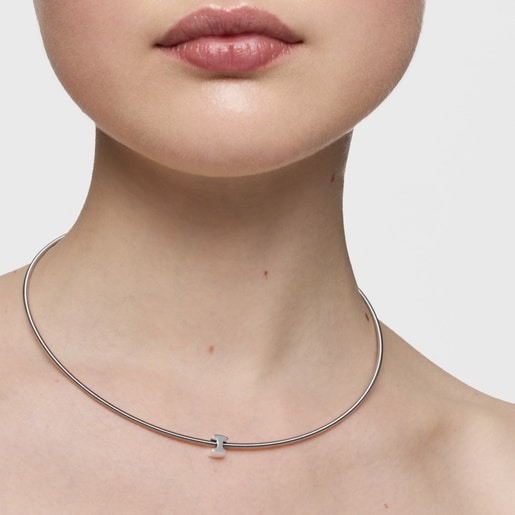 Charm TOUS Mesh Tube de plata letra I 7 mm
