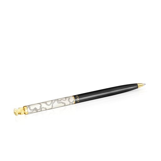 Stift TOUS Kaos Ballpoint aus goldfarbenem IP-Stahl mit Lackierung in Schwarz