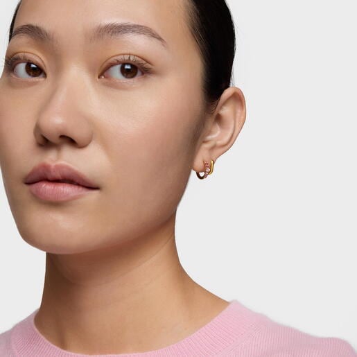 18kt gold-plated silver Hoop earrings with gemstones TOUS Straight