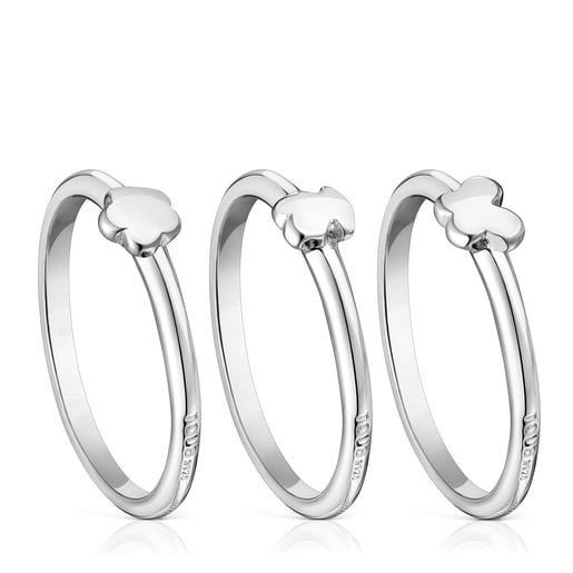 Set di tre anelli Bold Motif in argento vari motivi