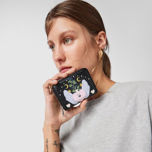 Черный кошелек для мелочи TOUS Magic с цветным принтом среднего размера
