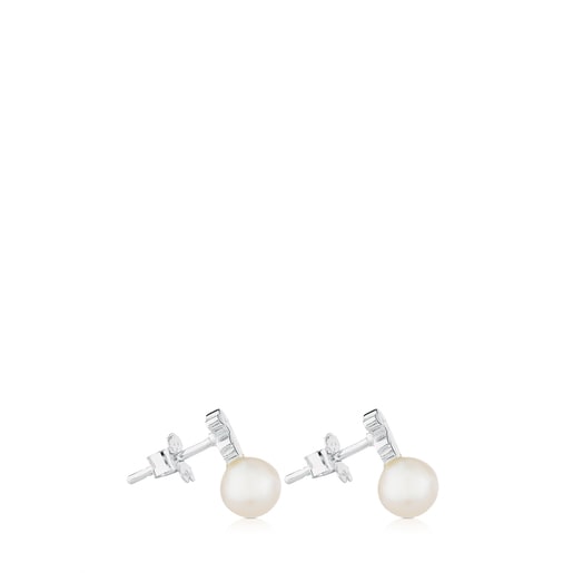 Silver TOUS Puppies Earrings with pearls