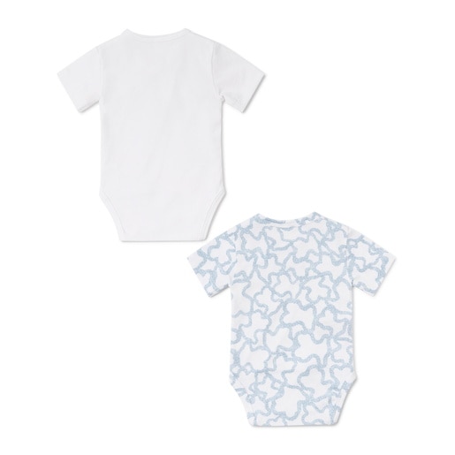 Pack of wrap-over baby bodysuits in Kaos blue