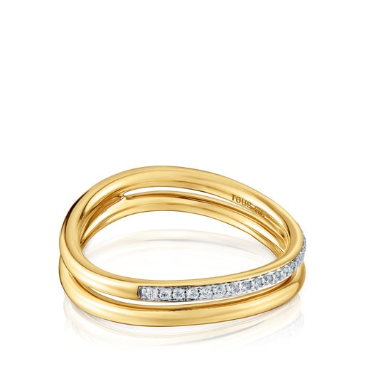 Doppelter Ring New Hav aus Gold mit Diamanten