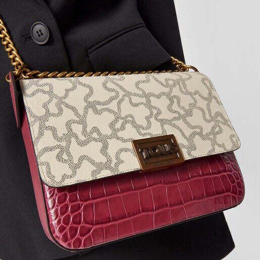 ショルダーバッグ  Kaos Legacy  Kaos柄  M  ベージュ・ワインレッド