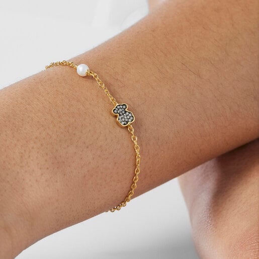 Браслет с медвежонком Nocturne из вермеля с бриллиантами и жемчугом