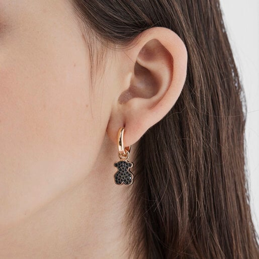 עגילי חישוק ורמייל ורוד ואבן הספינל