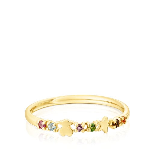 Gold Virtual Garden Wedding band with gemstones