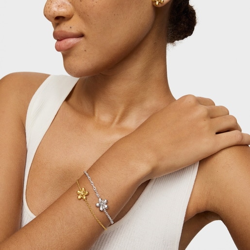 Chain bracelet with 18kt gold plating over silver Daisy