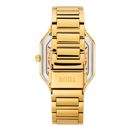 Analog Watch with gold-colored IPG steel bracelet D-Bear Now