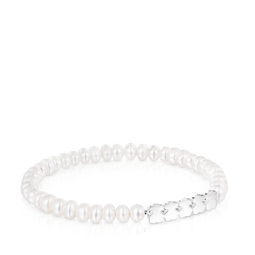 Silver Straight Bracelet with Pearls