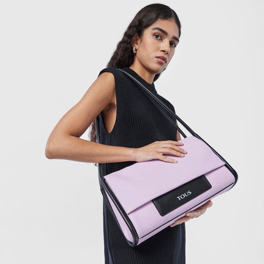 Bandolera grande de piel malva y negra TOUS Empire