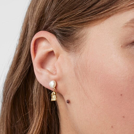 Gold Oceaan shell-anemone Earrings with pearls