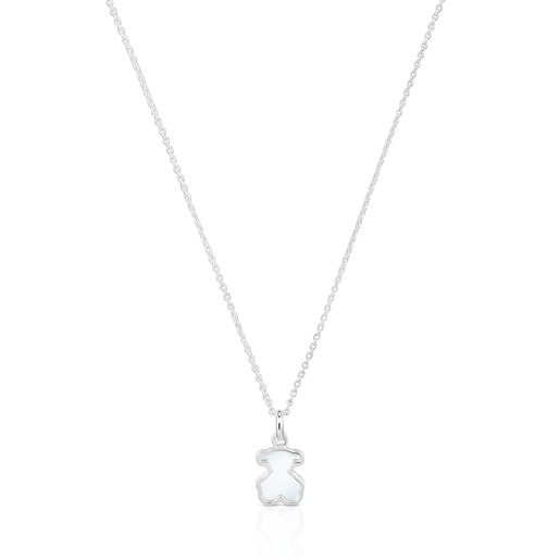 Short silver and white acrylic glass Necklace Galaxy