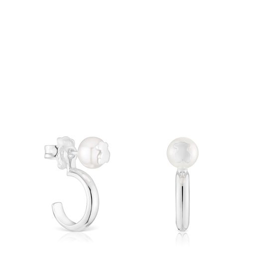Silver and cultured pearl Hoop earrings TOUS Icon Pearl