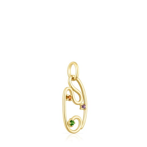 Gold Tsuri pendant with gemstones | TOUS