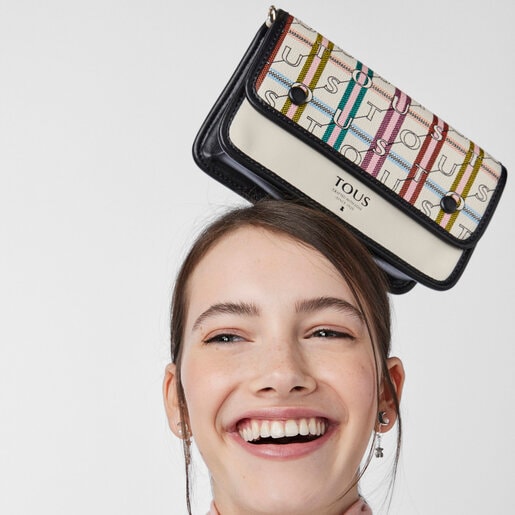 Bandolera pequeña beige y negra TOUS Crossroad