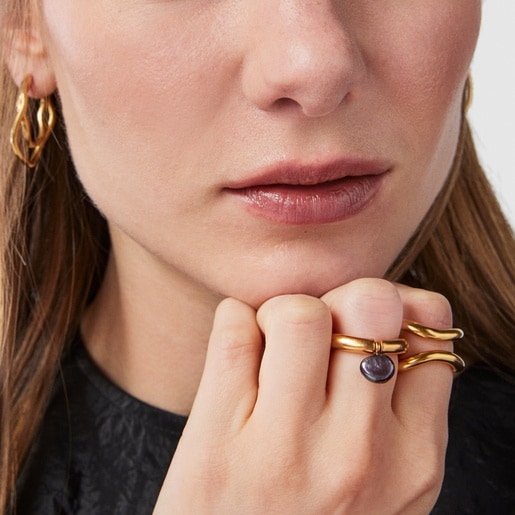 Silver vermeil Hav Ring with gray pearl