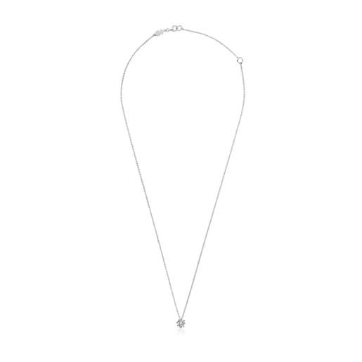 Collier rosace en or blanc et diamants 0,10 ct court Les Classiques