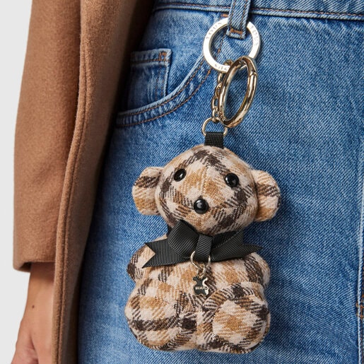 Коричневый брелок для ключей Teddy Bear Square