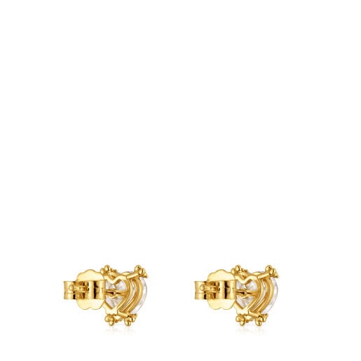 Gold and rock crystal quartz Earrings Color Pills