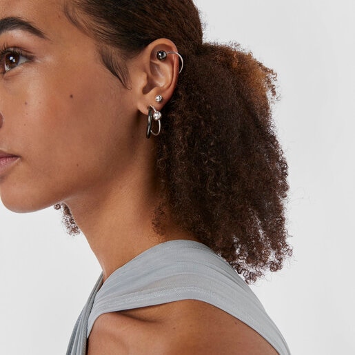 Anillo abierto de plata y plata dark silver Plump