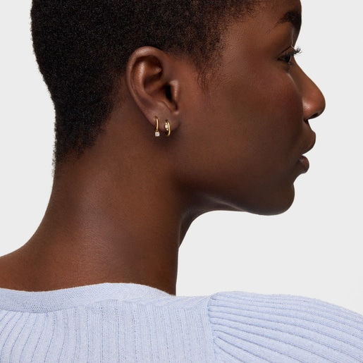 Gold TOUS Basics Hoop earring with diamond