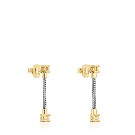 Long, steel, 14kt gold and lab-grown diamonds Earrings TOUS Mesh LGD