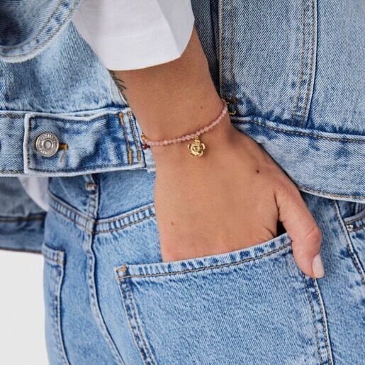 Браслет Fragile Nature из вермеля с драгоценными камнями на шнурке