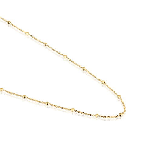 Stříbrný obojkový náhrdelník pozlacený 18karátovým zlatem se střídajícími se kuličkami, o délce 60 cm, z kolekce TOUS Basics