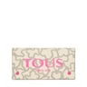 Portefeuille Flat Kaos Legacy moyen beige et rose