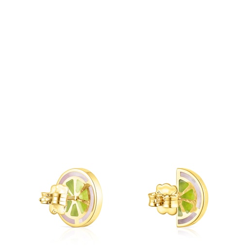 Pendientes con baño de oro 18 kt sobre plata y esmaltado 13 mm TOUS St. Tropez Cup