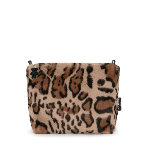 Tous Kaos Bolso Tous Animal Print Medium Beige And Black Amaya