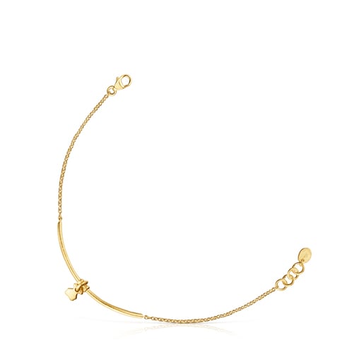 Pulsera oso con baño de oro 18 kt sobre plata y cuarzo Luah