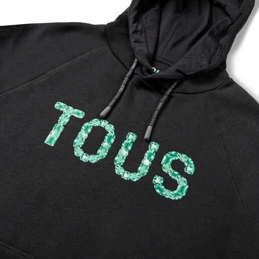 Sweat-shirt à capuche noir et turquoise Logo Gemstones