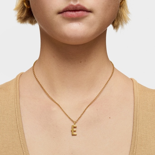 Medium 18kt gold plating over silver letter E Pendant TOUS Alphabet